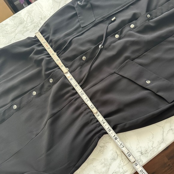 Haute Hippie Black Silver Button Front Drawstring Waist Tunic Dress Size Small - Picture 10 of 12